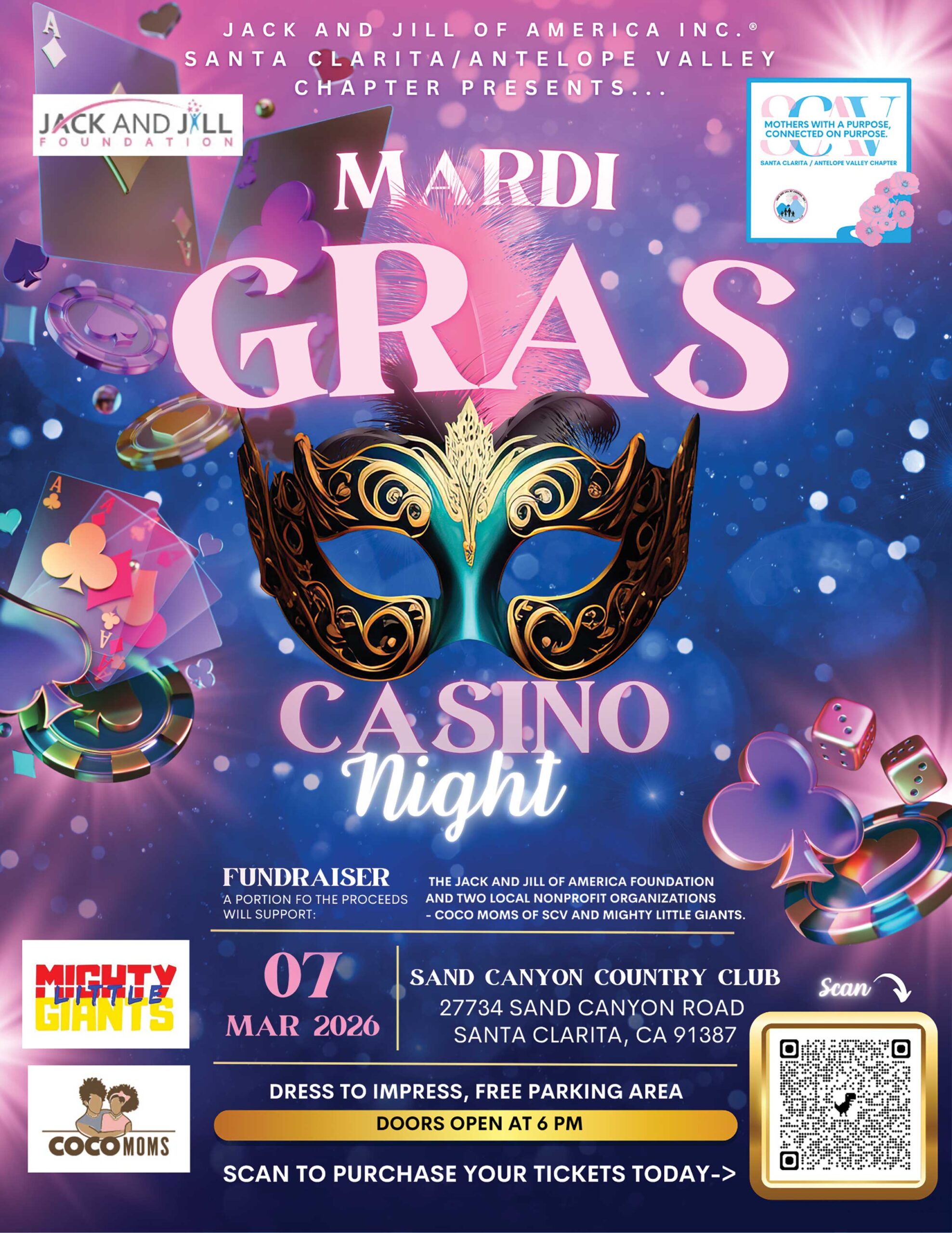 Mardi Gras Casino Night Will Dazzle at Sand Canyon Country Club on March 7, 2026! Santa Clarita/Antelope Valley Chapter of Jack and Jill of America, Inc. Hosts Mardi Gras Casino Night - Mardi Gras Casino Night Will Dazzle at Sand Canyon Country Club on March 7, 2026! Santa Clarita/Antelope Valley Chapter of Jack and Jill of America, Inc. Hosts Mardi Gras Casino Night -